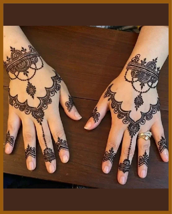 Crown Filled Design In Simple Back Hand Mehndi Art